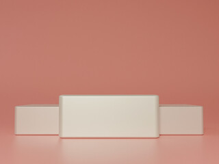 Podiums pink pastel colors, abstract background, Empty showcase for cosmetic product, Showcase, Stage for the awards ceremony, mockup, display case. 3d render, Minimal, geometric