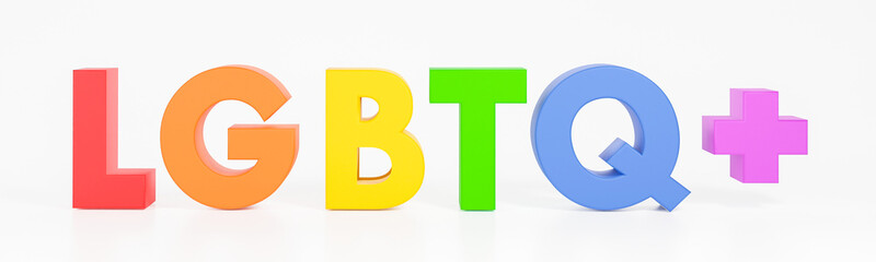 LGBTQ Definitions Gender Identity on isolated white background, Sexual Orientations. LGBT Pride Month is celebrated every year in June. 3d render. rainbow colors.
