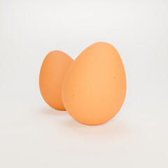 3D realistic egg illustration on white isolated background. Two brown chicken egg. 3D render.