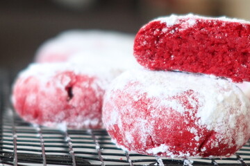 red velvet almond cookies