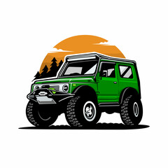 Overland 4x4 adventure offroad vehicle vector illustration © bonky