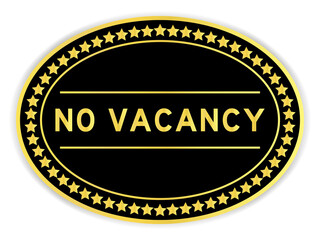 Black and gold color oval label sticker with word on white background