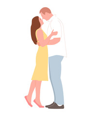 Couple in love hugging. Faceless. Flat vector illustration.