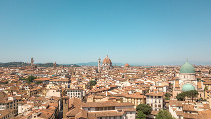 Fototapeta na wymiar Aerial view of the city of Florence (Italy) shot with a drone.