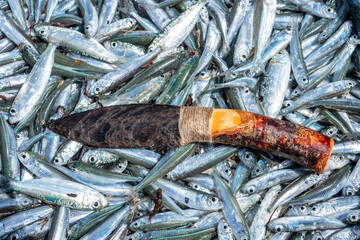 Stone Age hand-made obsidian knife art of stone knife