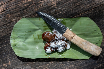 Stone Age hand-made obsidian knife art of stone knife