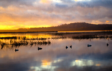 Obraz na płótnie Canvas Sunrise on a prime waterfowling destination 