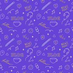 Vector lettering. Creative design elements set for post in social network. Nice colors combined with different icons. Easy editable for Your design.