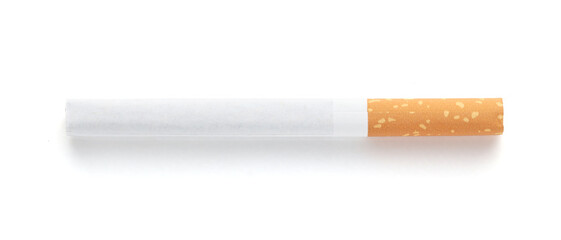 Cigarette isolated on white background. Drugs are harmful to the lungs.