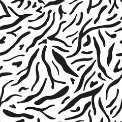 Fototapeta na wymiar Seamless pattern animals striped on white background. Monochrome fur wild animals tiger or zebra.
