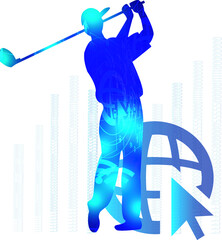 Golf logo design. Sport science technology concept. Vector illustration.