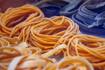 Close up on different pasta