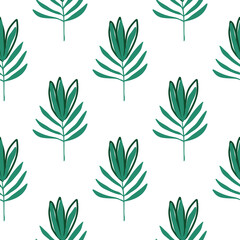 Tropical flowers seamless pattern. Tropical palm leaves wallpaper.