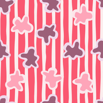 Abstract contemporary primitive figures seamless pattern. Fun doodle clouds background. Creative artistic shapes wallpaper. Primitive elements backdrop