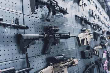Collection of rifles and carbines on the wall