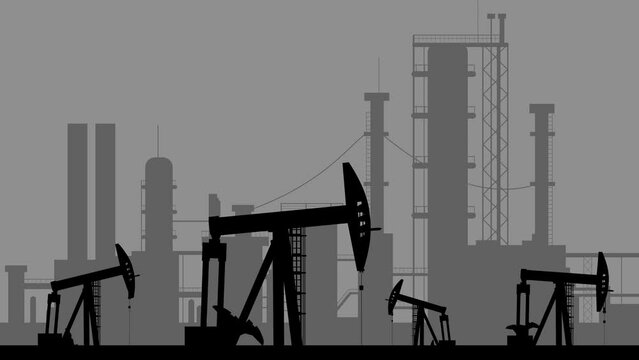 Oil derricks - monochrome loop