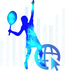 Tennis logo design. Sport science technology concept. Vector illustration.