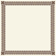 Greek key pattern, square frame collection. Decorative ancient meander, greece border ornamental set with repeated geometric motif. Vector EPS10.
