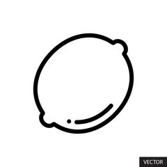 Lemon vector icon in line style design for website design, app, UI, isolated on white background. Editable stroke. Vector illustration.