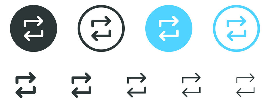 Refresh Icon, Sync Repeat And Reload Arrow Icon Symbol Convert Button Sign - Arrows Transfer Icon, Exchange Arrow Icons - Swap Icon With Two Arrows - Data Transformation Transmission Icon