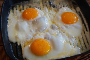 pan-cooked egg yolk and white