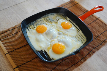 pan-cooked egg yolk and white