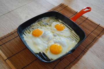 pan-cooked egg yolk and white