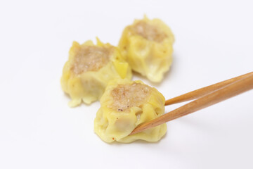Siu Mai, Shumai,  Chinese steamed dumplings, dimsum chopsticks.