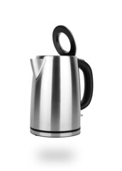 stainless steel electric kettle isolated on white background