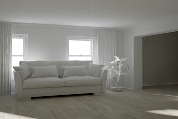 Modern interior design. 3D illustration