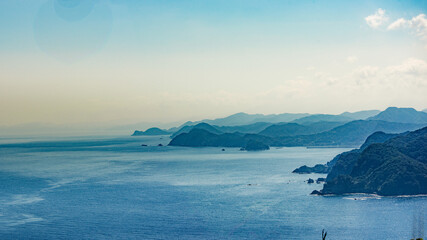 兵庫県・余部埼灯台から見る日本海と山陰の地形	