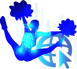Cheerleading logo design. Sport science technology concept. Vector illustration.