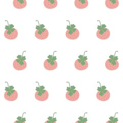 strawberry pattern on a white background for textiles, fabrics, wallpapers. Drawn strawberries