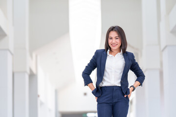 Portrait of woman businesswoman asia wearing a black suit creative working model boss cute...