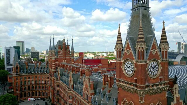 Aerial view over Kings Cross - St Pancras train station in London - travel photography