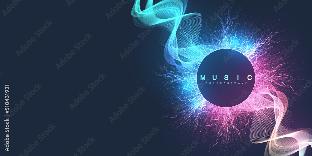 Aufkleber Sound music wave visualiztion. 3D sound solid waveform. Voice sample pattern design