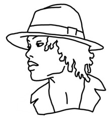 Handsome black man wear stylish hat. Friendly face portrait. Street urban fashion for hipster, model, student, young, adult. Hand drawn retro vintage illustration. Old style comic cartoon drawing.