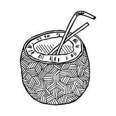 Vector coconut clipart. Hand drawn nut icon. Tropical illustration. For print, web, design, decor, logo.