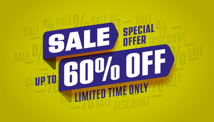 Sixty percent off price discount sale promo banner