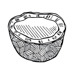 Vector coconut clipart. Hand drawn nut icon. Tropical illustration. For print, web, design, decor, logo.