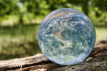 Erdball - Nature - Ecology - Earth - Lensball - Bioeconomy - High quality photo - A closeup of...