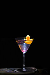 Rubber Ducky in Martini Glass on Black Background (Slightly Creepy)