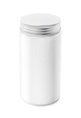 White refined sugar in transparent plastic bottle with clipping path