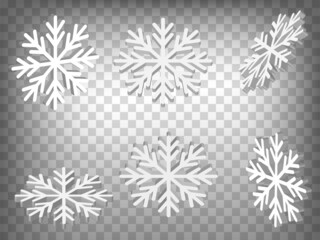 Set of perspective projections 3d Snowflake model icons on transparent background.  3d Snowflakes.  Abstract concept of graphic elements for your web site design, app, UI. EPS 10