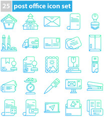 post office and delivery service icon set