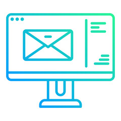 computer screen icon and letter envelope on transparent background