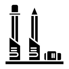 post pen and pencil icon on transparent background