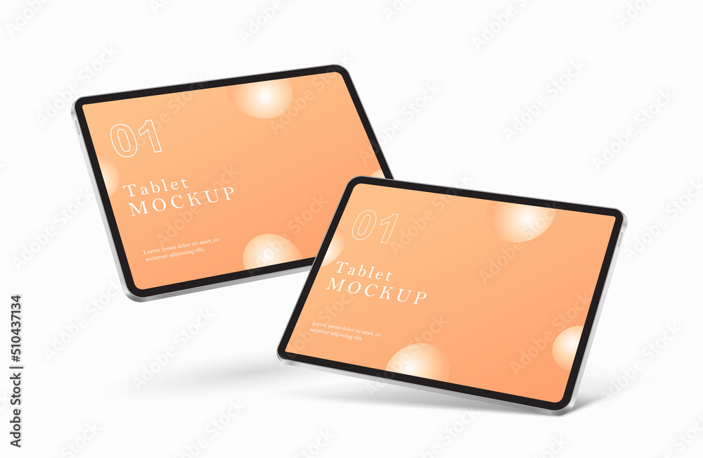 Sticker Realistic Tablet mockup. modern tablet mock up isolated on white background. vector illustration. Fully Editable file	