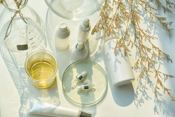 Natural skin care beauty products, Natural organic botany extraction and scientific laboratory...