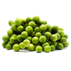 Fresh green eggplant isolated on white background. It may call in diference name Solanum torvum, the turkey berry, devil's fig, pea eggplant, platebrush or susumber. Spot focus.